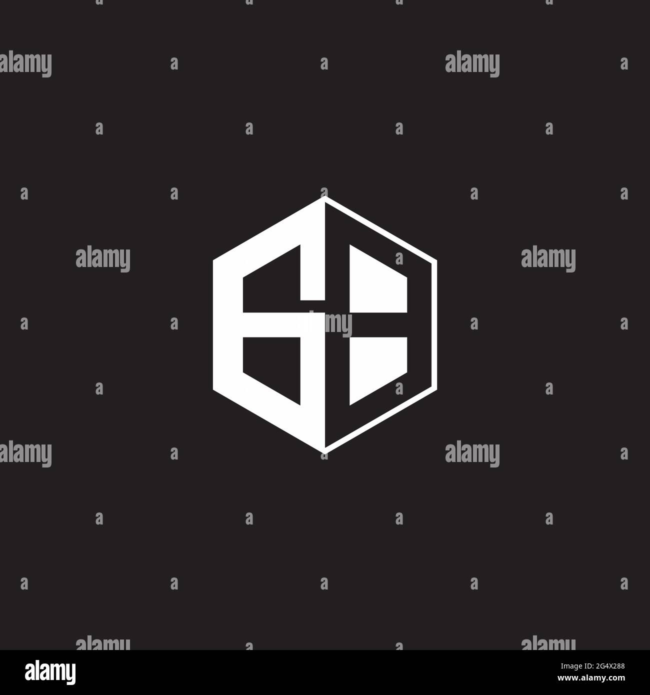 GB G B BG Logo monogrammiert Sechseck mit schwarzem Hintergrund negativen Raum Stil Stock Vektor