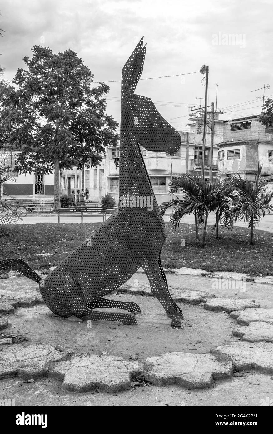Statue des Perico Donkey El Burro Perico, das sich in einem kleinen Park befindet, ist ein Symbol der Stadt Santa Clara Stockfoto
