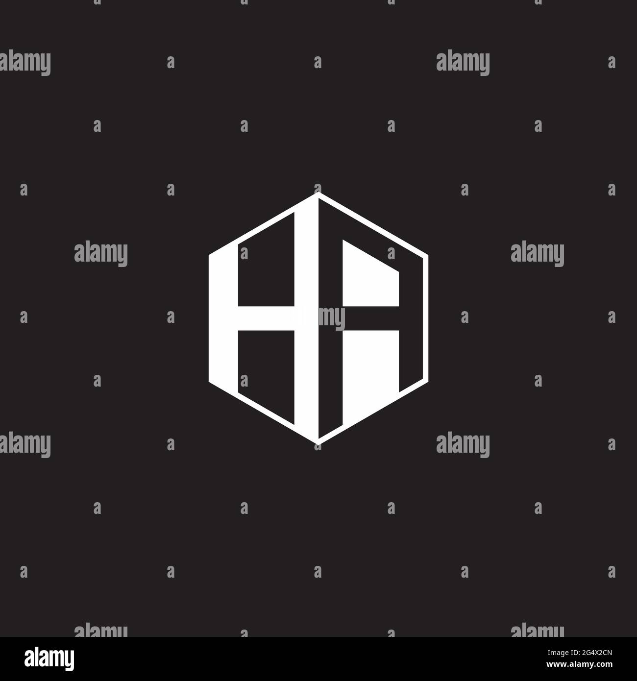 HA H A AH Logo Monogramm Sechseck mit schwarzem Hintergrund negativen Raum Stil Stock Vektor