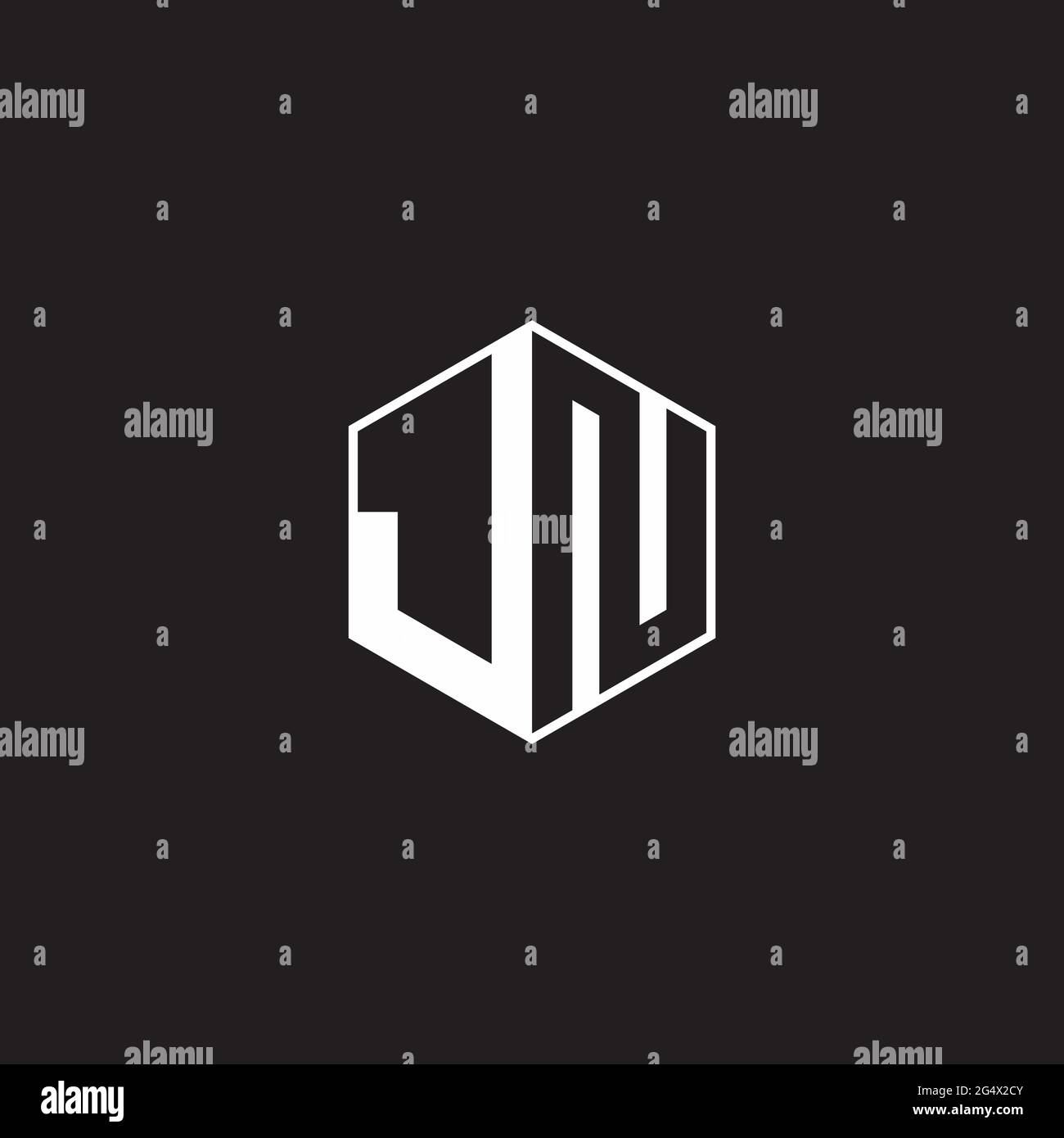 JN J N NJ Logo-Monogramm-Sechseck mit schwarzem Hintergrund und negativem Leerzeichen Stock Vektor
