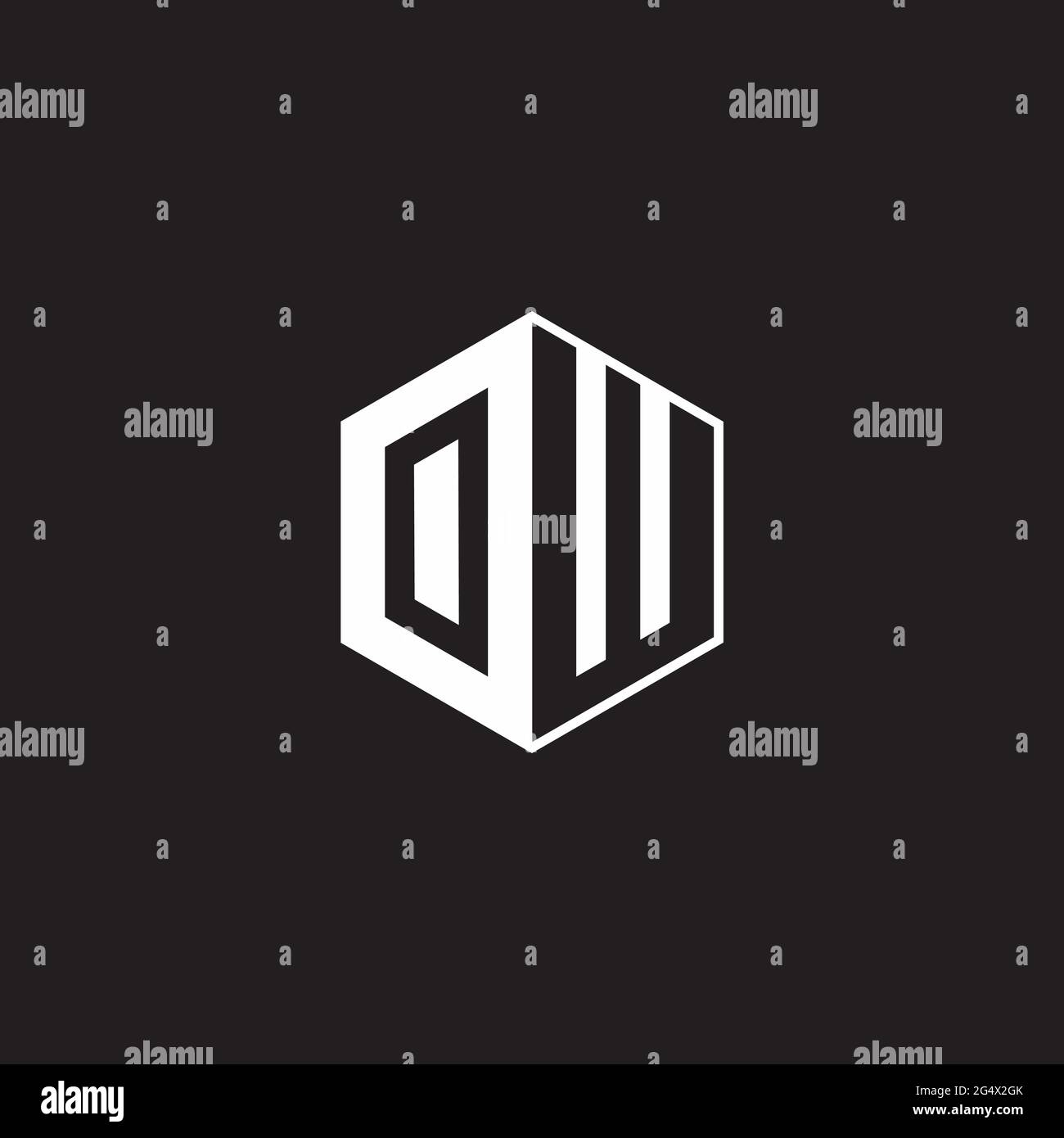 OW O W WO Logo-Monogramm-Sechseck mit schwarzem Hintergrund und negativem Leerzeichen Stock Vektor