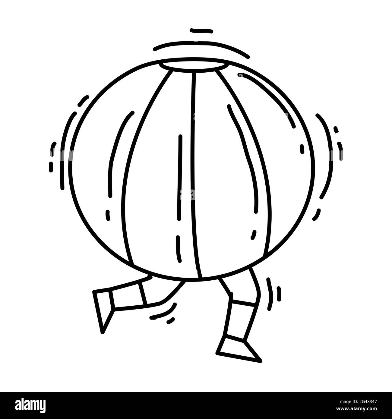 Spielplatz Kinder Stoßstange Ball, spielen, Kinder, Kindergarten. Handgezeichnete Icon-Set, Umriss schwarz, Doodle-Symbol, Vektor-Symbol-Design. Stock Vektor