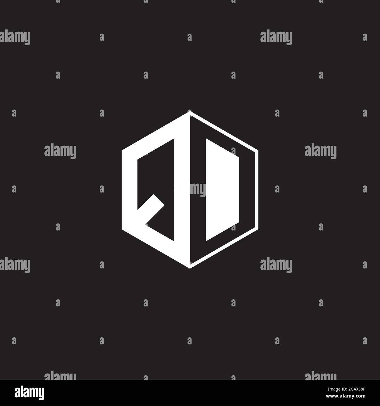 QD Q D DQ Logo-Monogramm-Sechseck mit schwarzem Hintergrund im negativen Raumanzug Stock Vektor