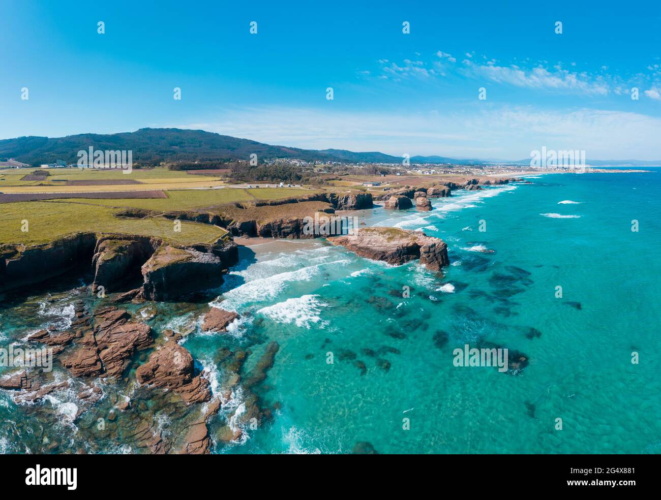 Luftaufnahme des Strandes der Kathedralen Stockfoto