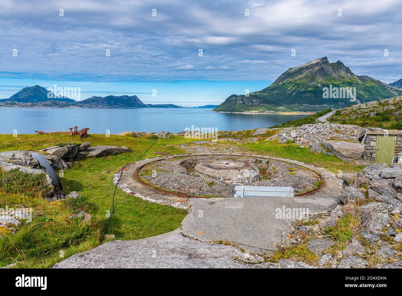 Gronsvik-Batterie in Kystriksveien, Norwegen Stockfoto