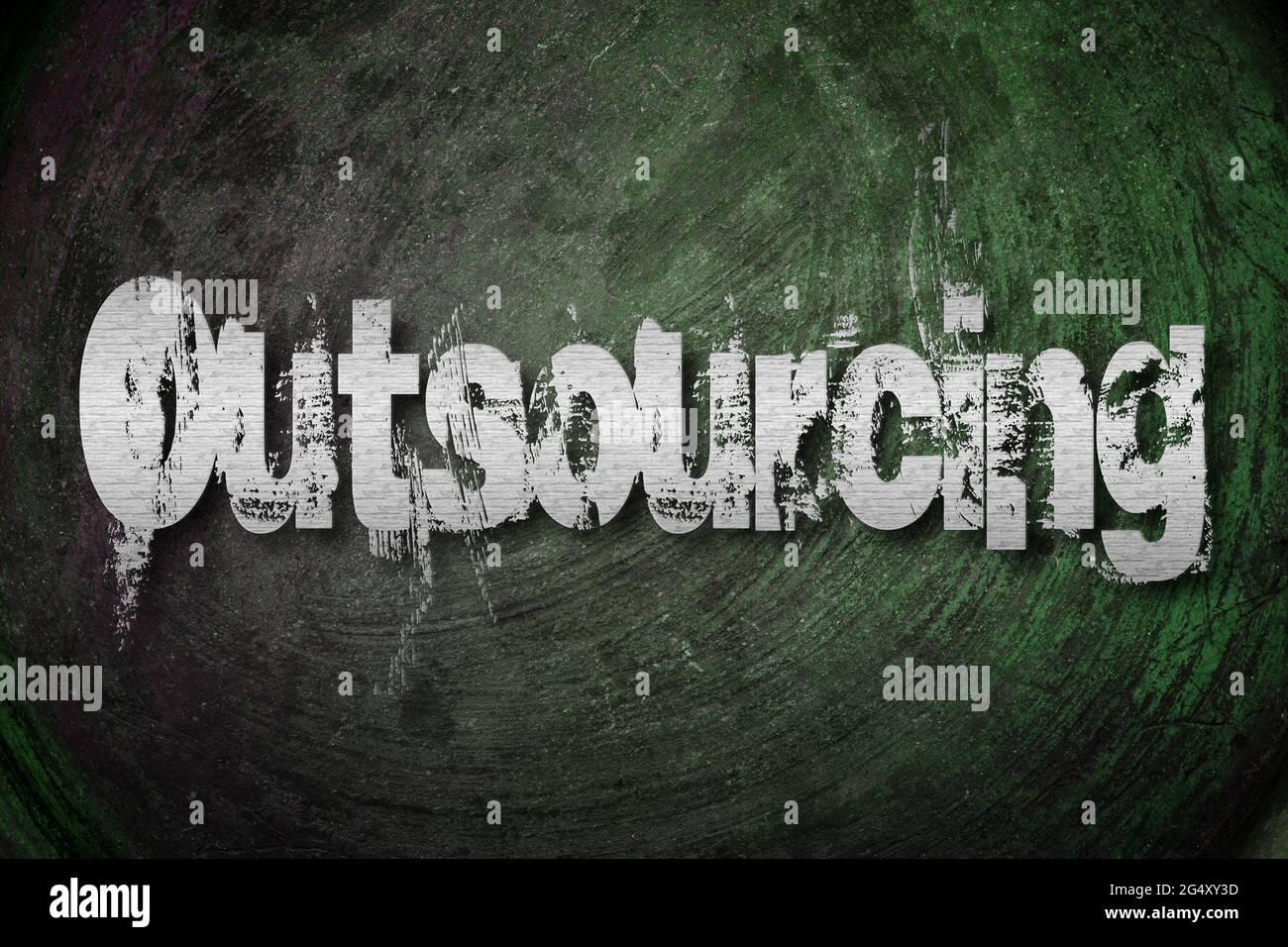 Outsourcing-Konzepttext im Hintergrund Stockfoto