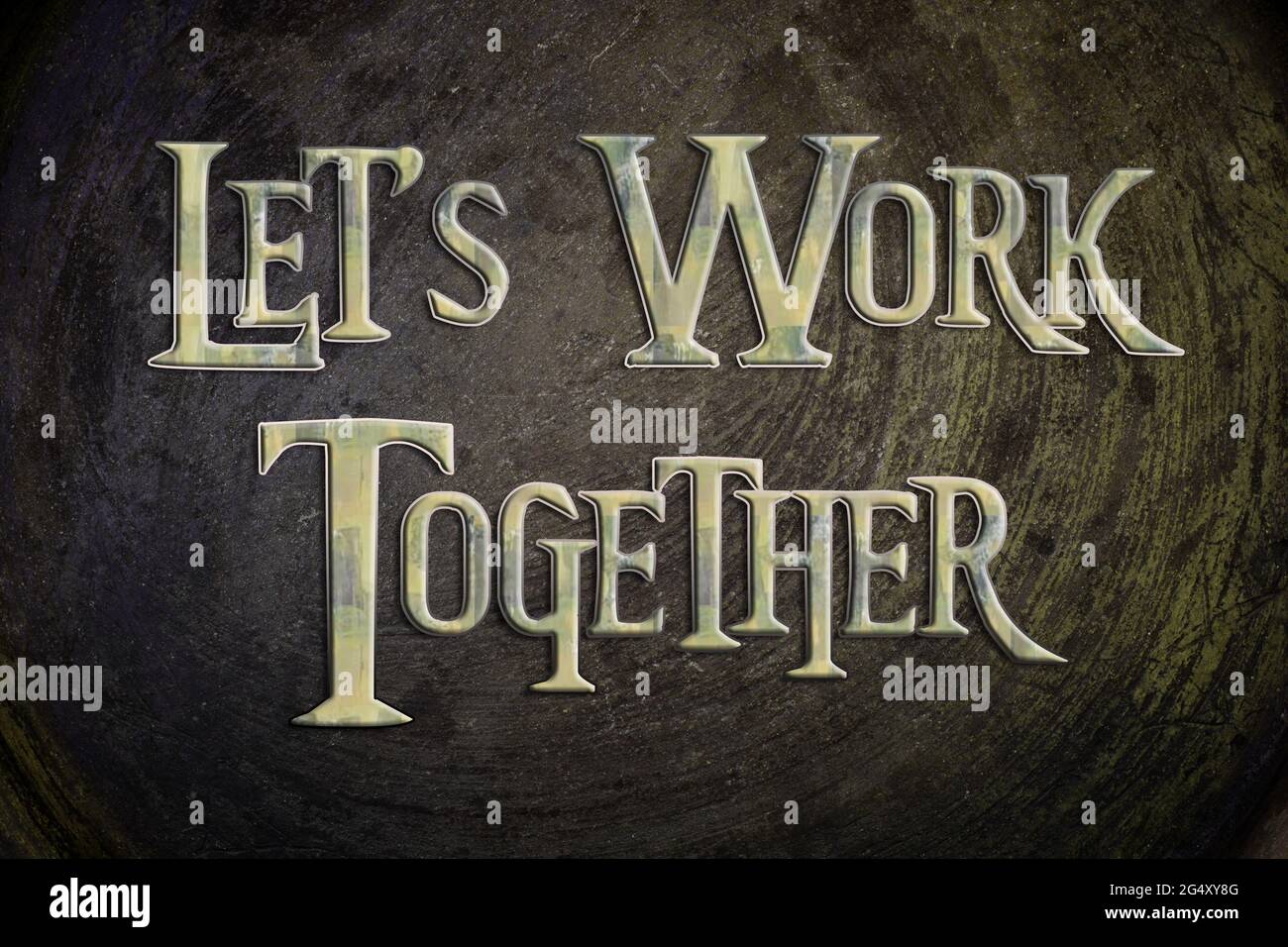 Lassen Sie uns den Konzepttext im Hintergrund zusammenarbeiten Stockfoto