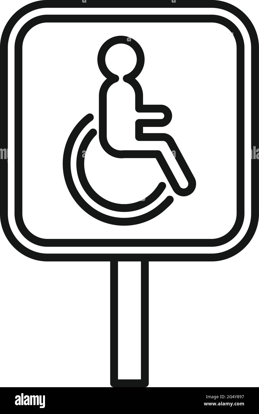 Symbol für behindertengerechtes Straßenschild, Umriss-Stil Stock Vektor