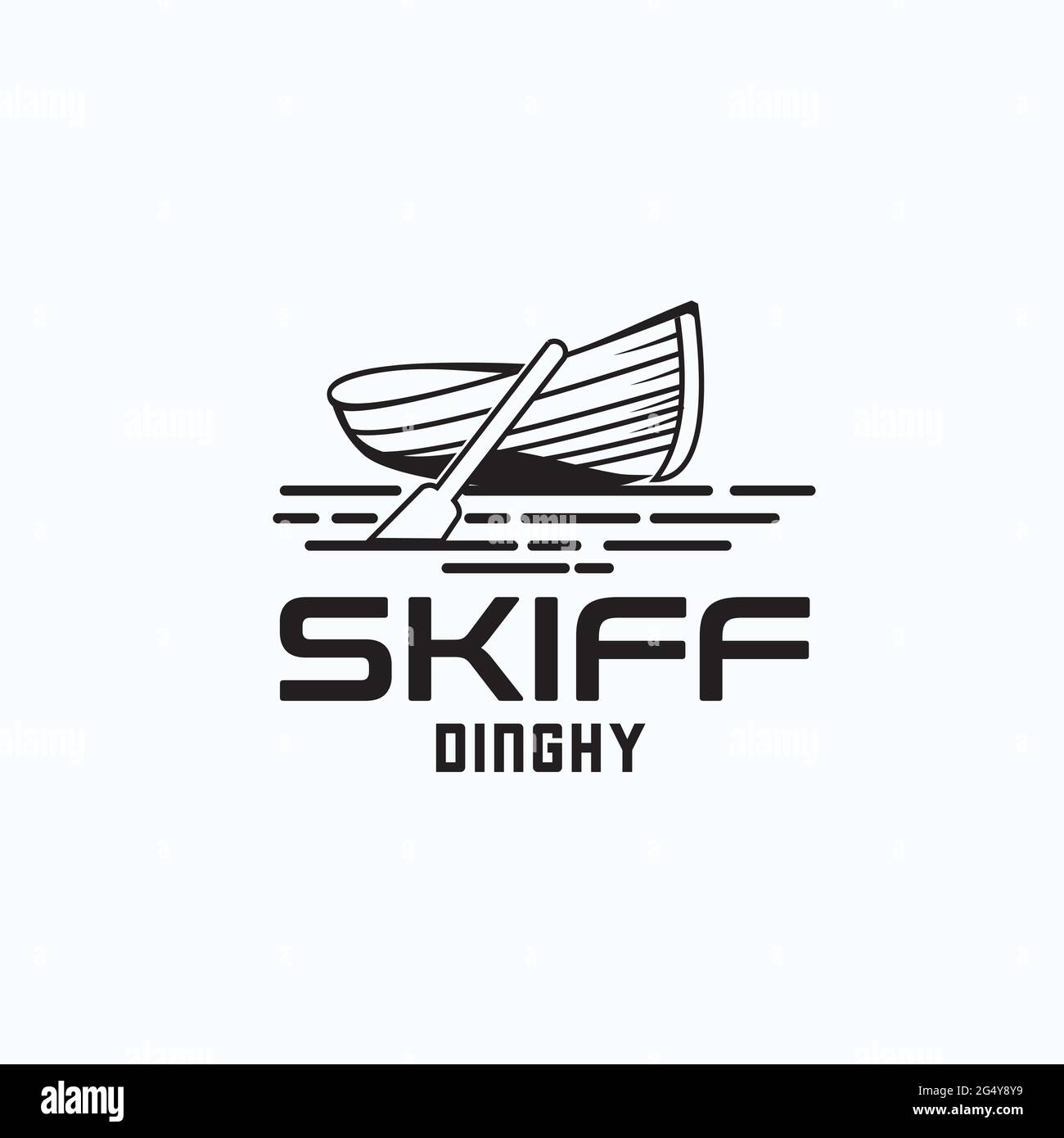 skiff Schlauchboot Logo exklusive Designinspiration Stock Vektor