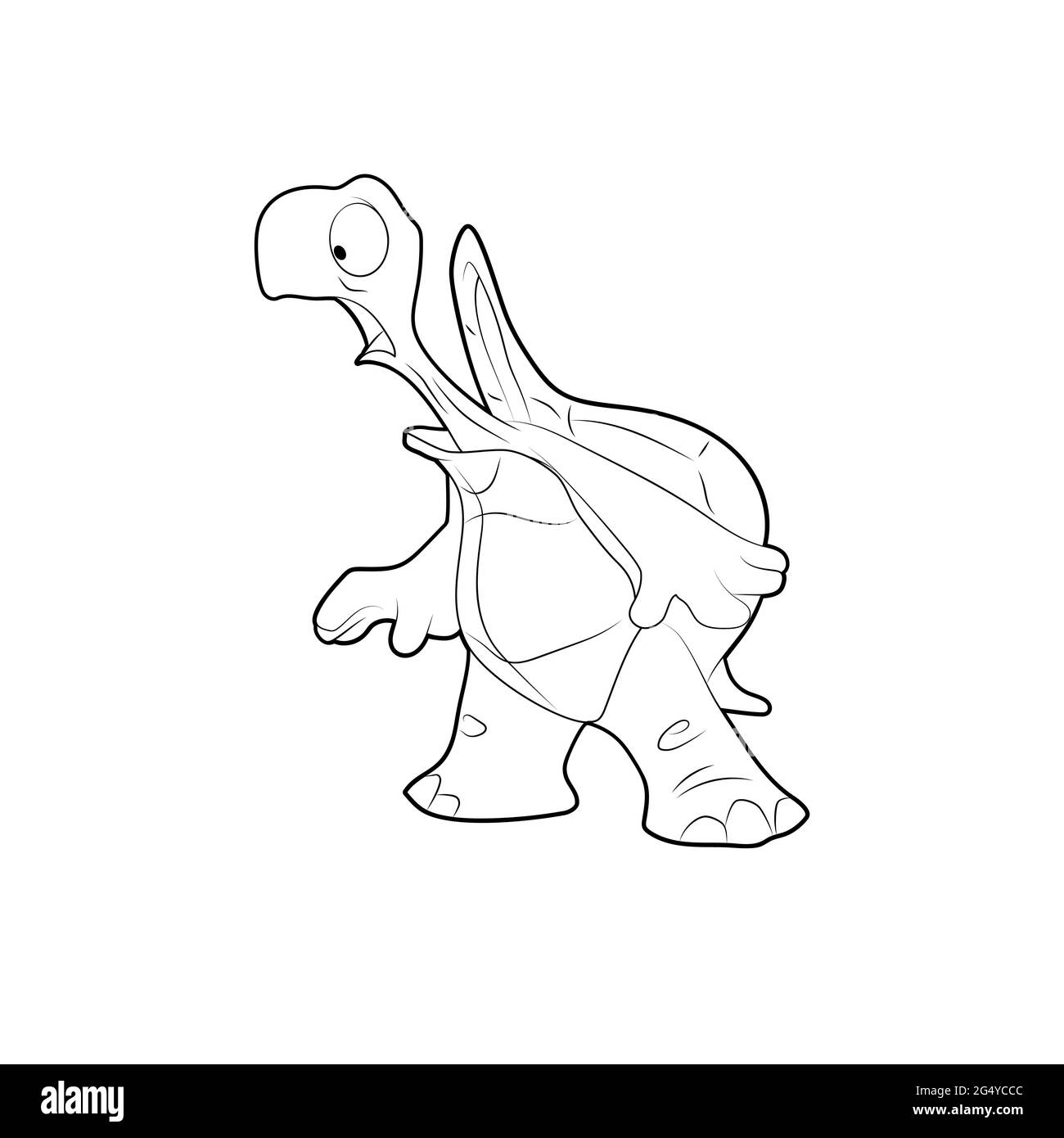 Bild für Kinder. Zeichentrickfigur. Überraschte Schildkröte. Isoliert auf weißem Hintergrund. Tiermotiv. Vektorgrafik. Stock Vektor