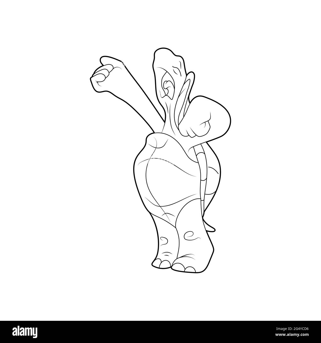 Bild für Kinder. Zeichentrickfigur. Schildkröte singt. Schildkröte schreit. Schwarze Kontur Silhouette. Isoliert auf weißem Hintergrund. Tiermotiv. Ve Stock Vektor
