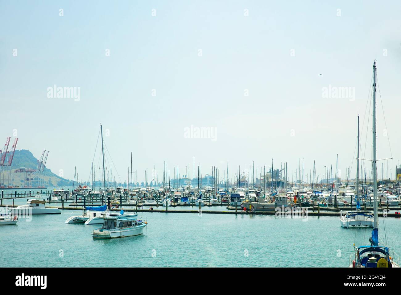 Wochenend-Aktivitäten in der Tauranga Bridge Marina entlang der Tauranga Harbour Bridge im Pacific Coast Highway, Tauranga. Aufgenommen in der Bay of Plenty Tauranga, Neuseeland Stockfoto