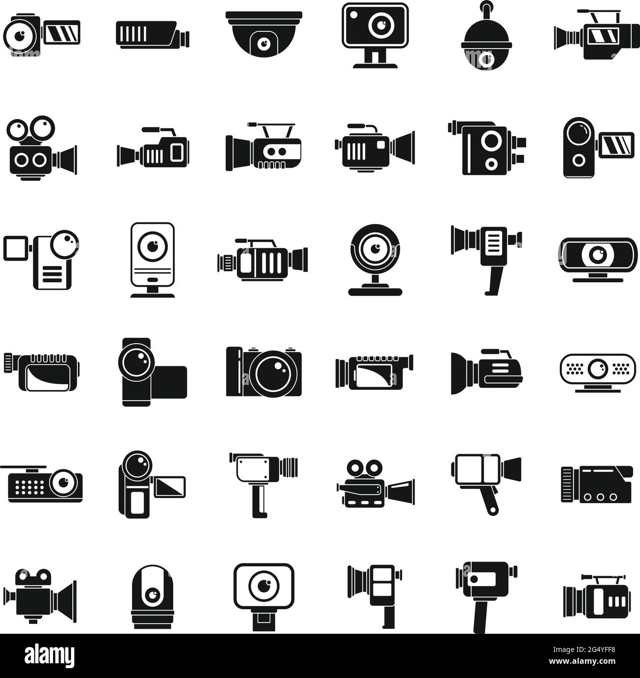 Symbole für Digitalcamcorder, einfacher Stil Stock Vektor