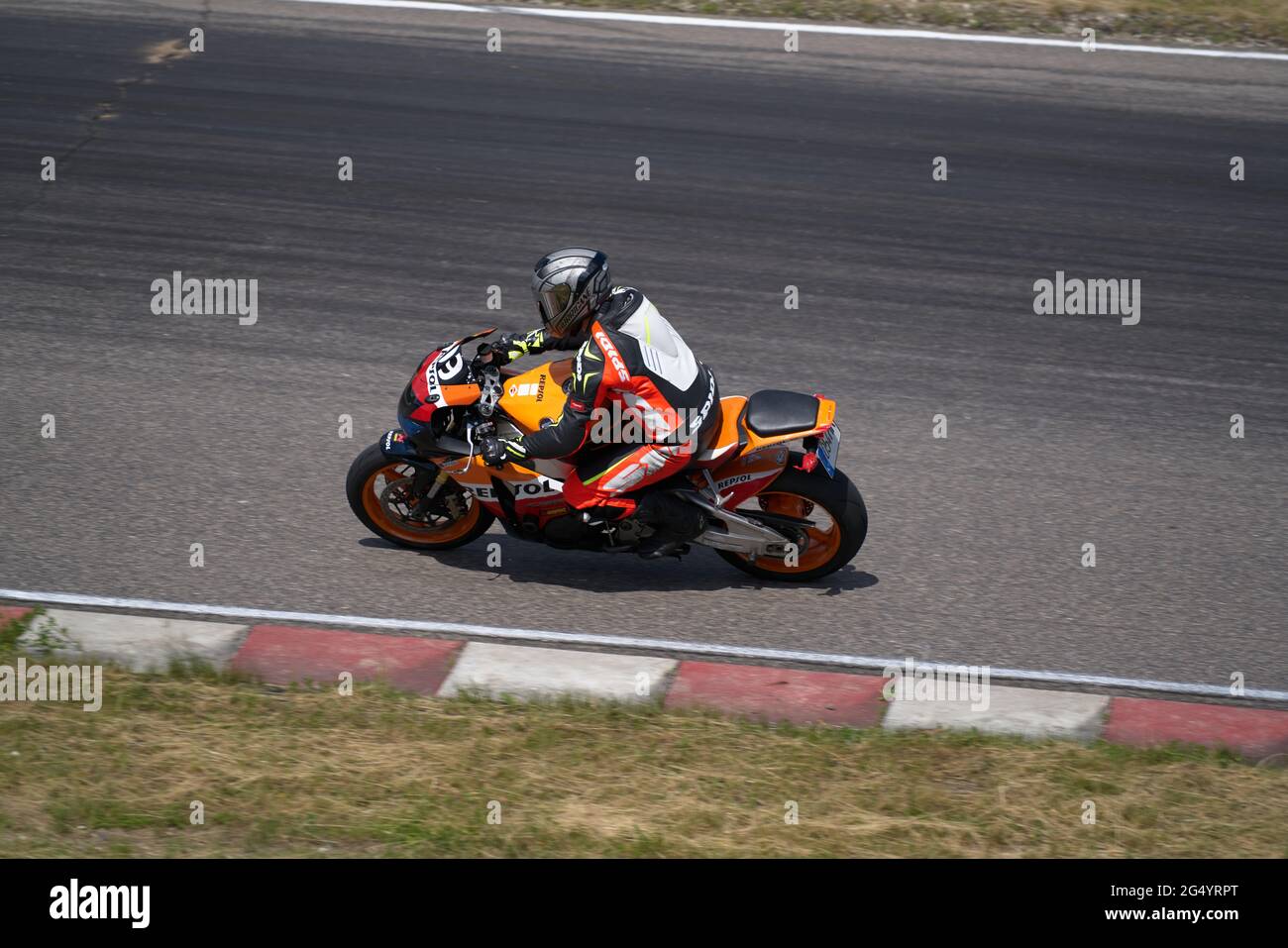 Litauen, Kaunas 05-06-2021 schnelles Japan Motorrad mit Geschwindigkeit. Stockfoto