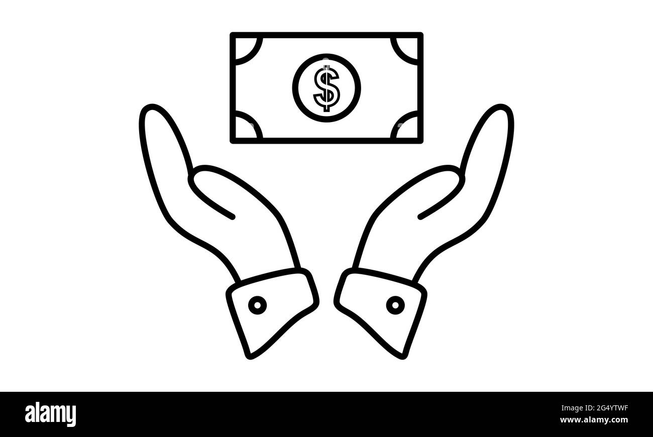 Sparen Sie Geld Symbol, Gehalt Geld, investieren Finanzen, Hand halten Dollar Symbol Vektor, Illustration Logo Vorlage im trendigen Stil. Für viele Zwecke geeignet Stock Vektor