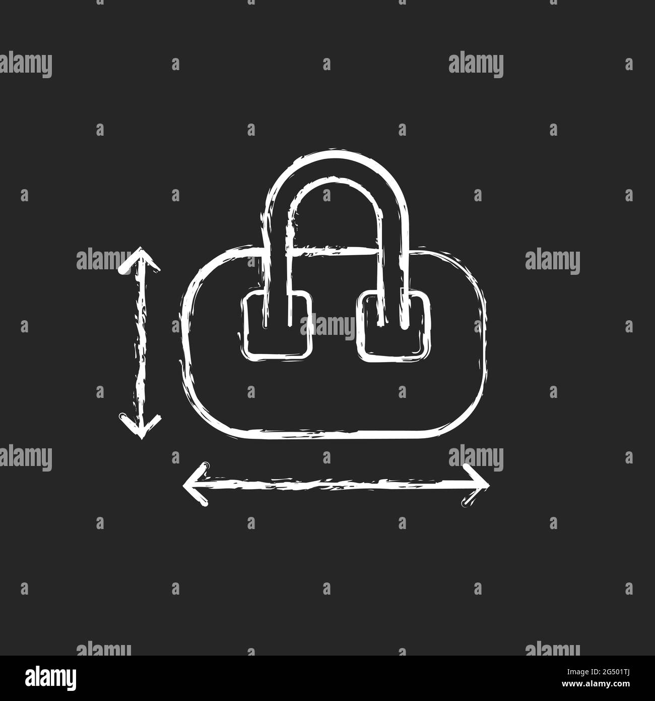 Kalkweißes Symbol für Handgepäck auf dunklem Hintergrund Stock Vektor