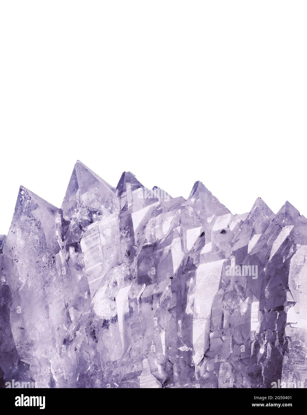 Der Amethyst (Kristallquarz) auf Weiß Stockfoto