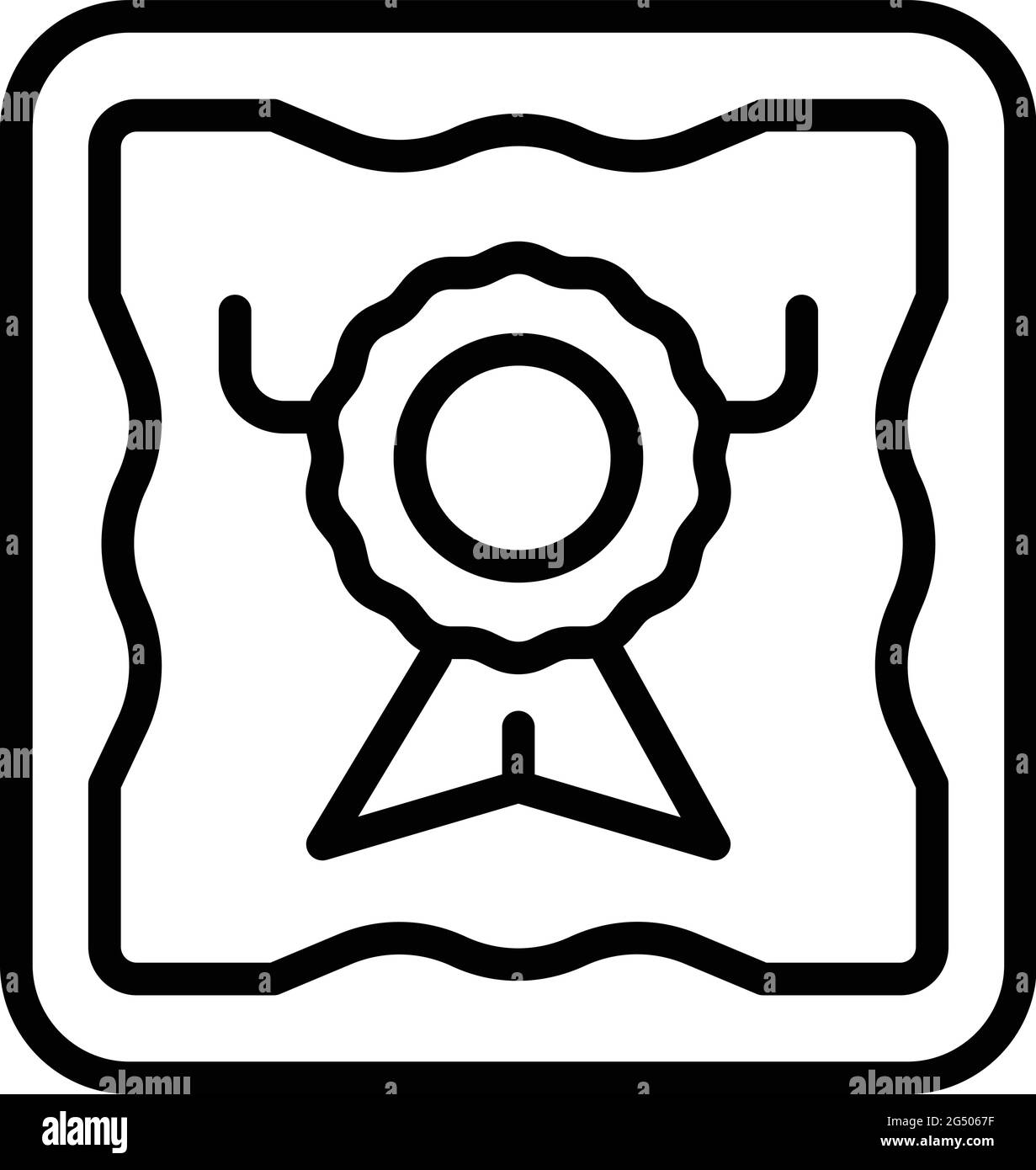 Symbol für das Diplom für regulierte Produkte. Umriss regulierte Produkte Emblem Diplom Vektor-Symbol für Web-Design isoliert auf weißem Hintergrund Stock Vektor