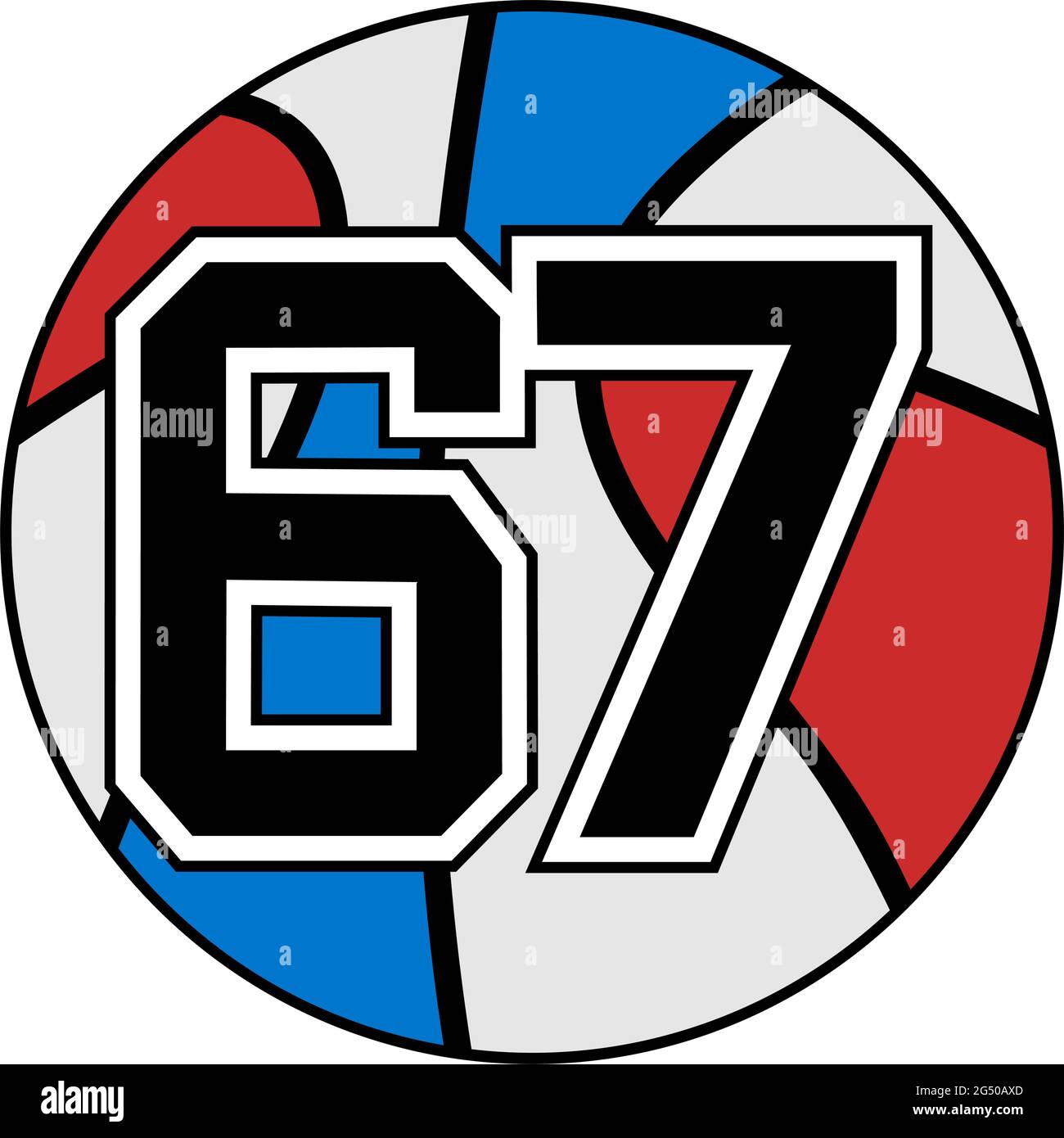 Basketball-Symbol mit der Zahl 67 Stock Vektor