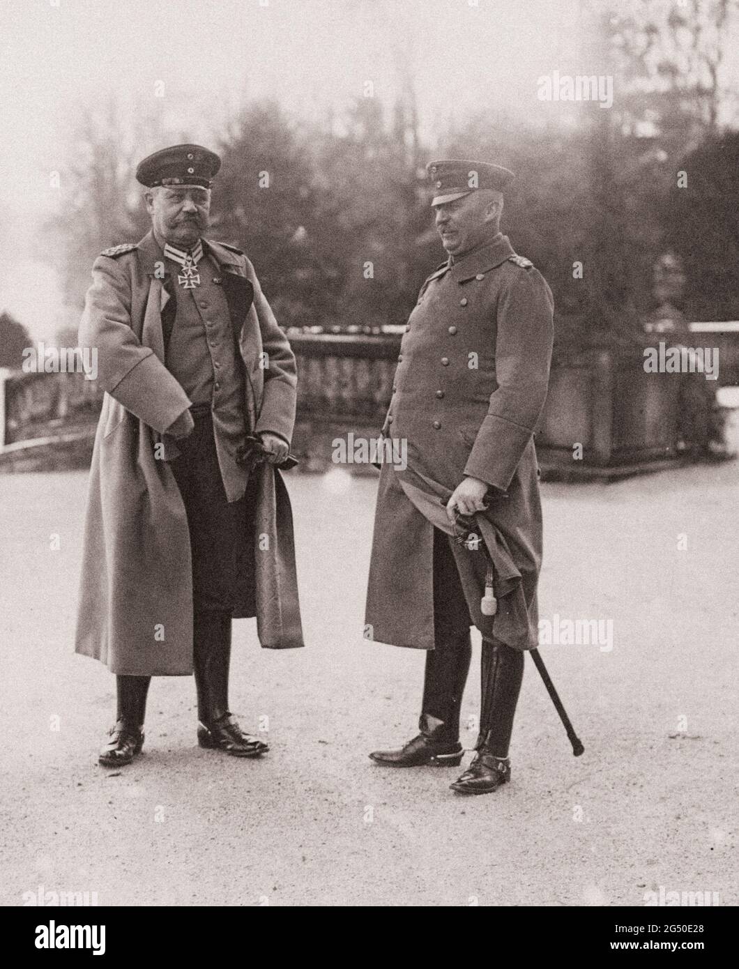 Generalfeldmarschall von Hindenburgs und Quartiermeister General Ludendorff bildeten ab August 1916 das dritte Oberkommando der Armee. De facto bildeten sie sich Stockfoto