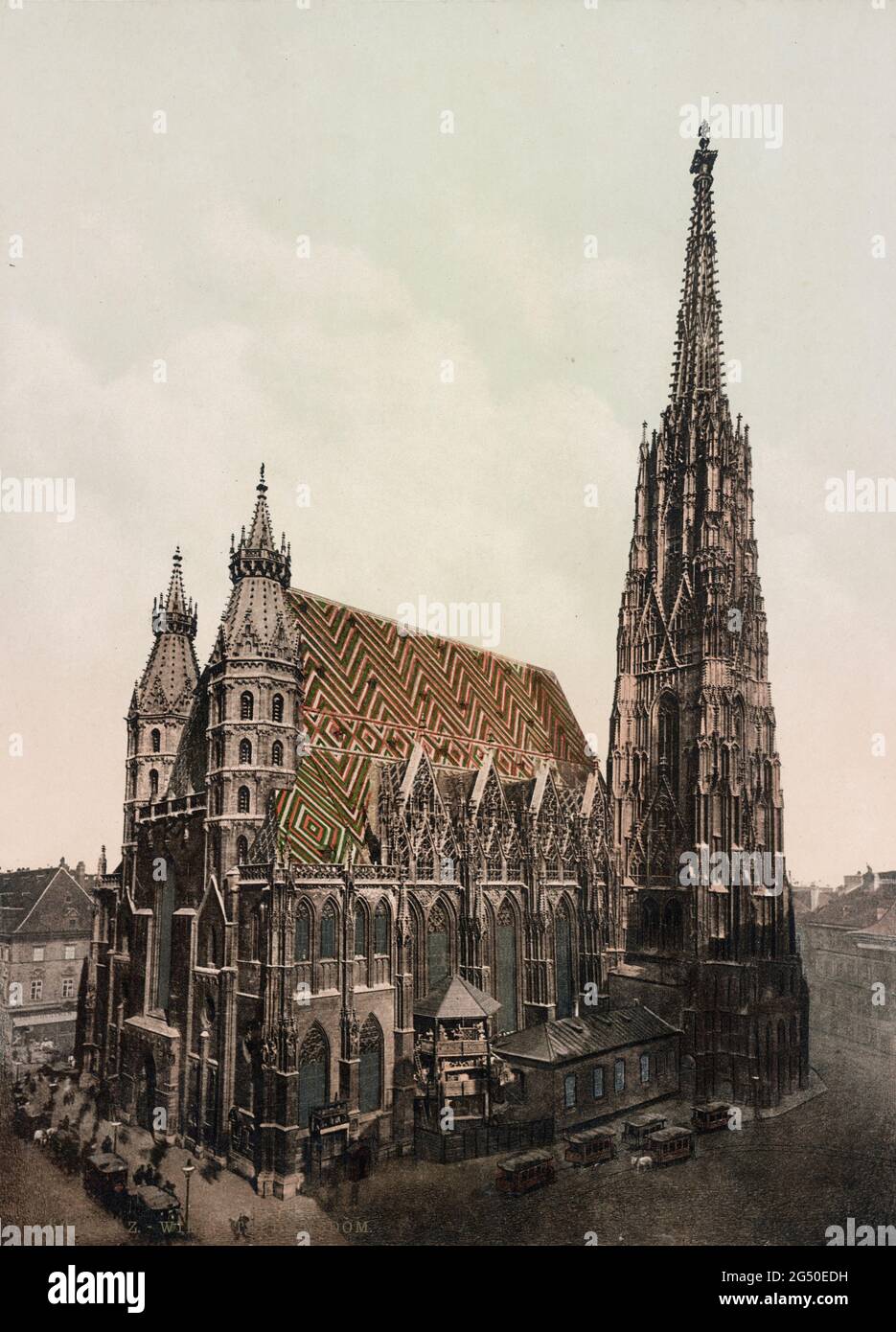 Vintage-Foto des alten Wien. Stephanskirche. Österreich-Ungarn. Niederösterreich. 1905 Stockfoto