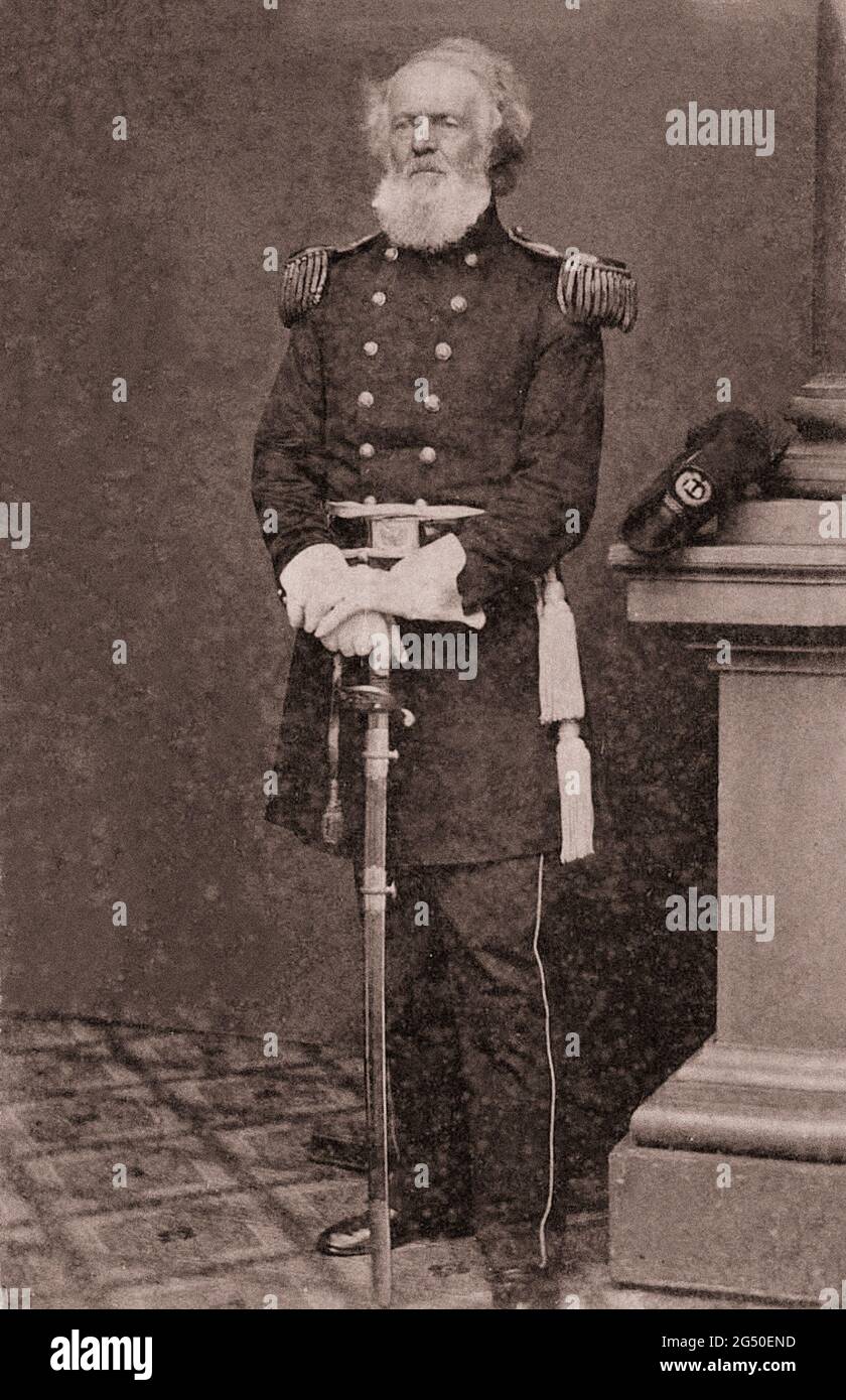 Vintage-Foto von Union General Joseph K.F. Mansfield. Joseph King Fenno Mansfield (1803 – 1862) war ein Offizier der US-Armee und ziviler Enginee Stockfoto