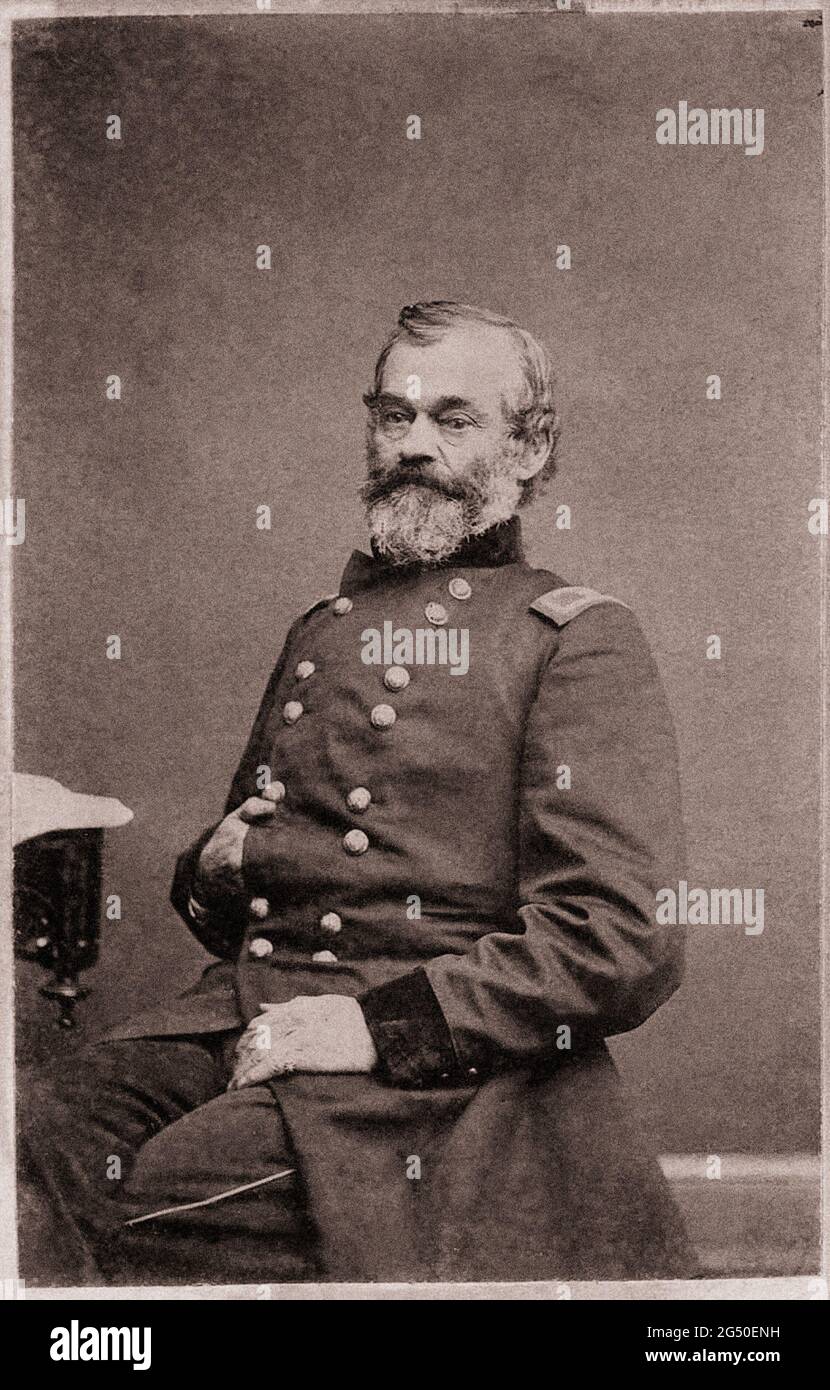Vintage-Foto von Union General Samuel P. Heintzelman. Samuel Peter Heintzelman (1805 – 1880) war General der Vereinigten Staaten. Er diente im Semino Stockfoto