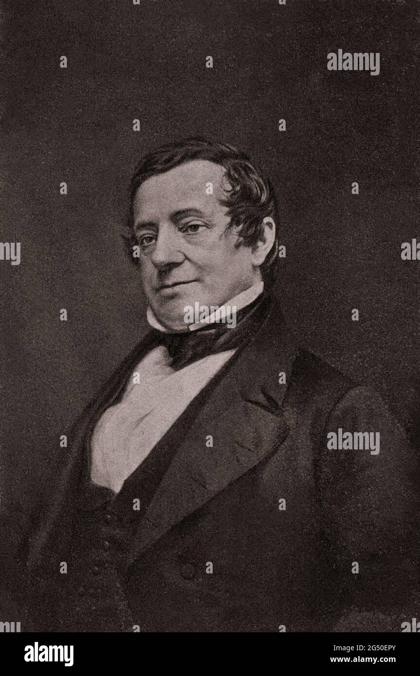 Gravur von Washington Irving. (1783 – 1859) ein amerikanischer Kurzgeschichtenautor, Essayist, Biograph, Historiker und Diplomat des frühen 19. Jahrhunderts. Stockfoto