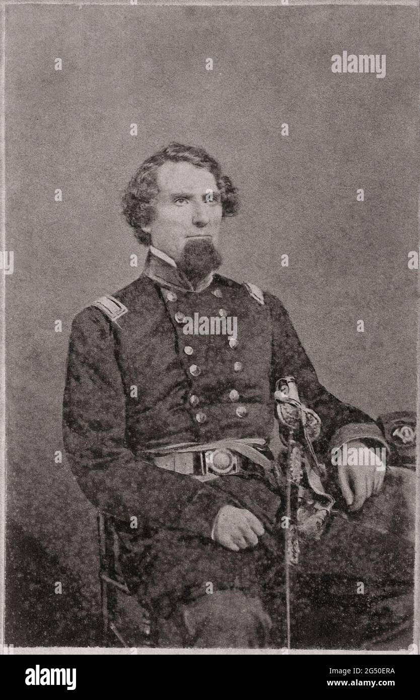 Vintage-Foto von Union Army General Benjamin Franklin Kelley. Benjamin Franklin Kelley (1807 – 1891) war ein amerikanischer Soldat, der als Brigadier diente Stockfoto