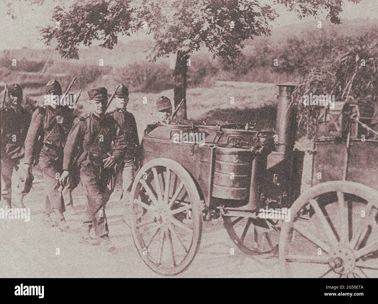 Der Beginn des Ersten Weltkriegs. Österreichische Feldküche. Österreichisch-Ungarische Monarchie. 1914 Stockfoto