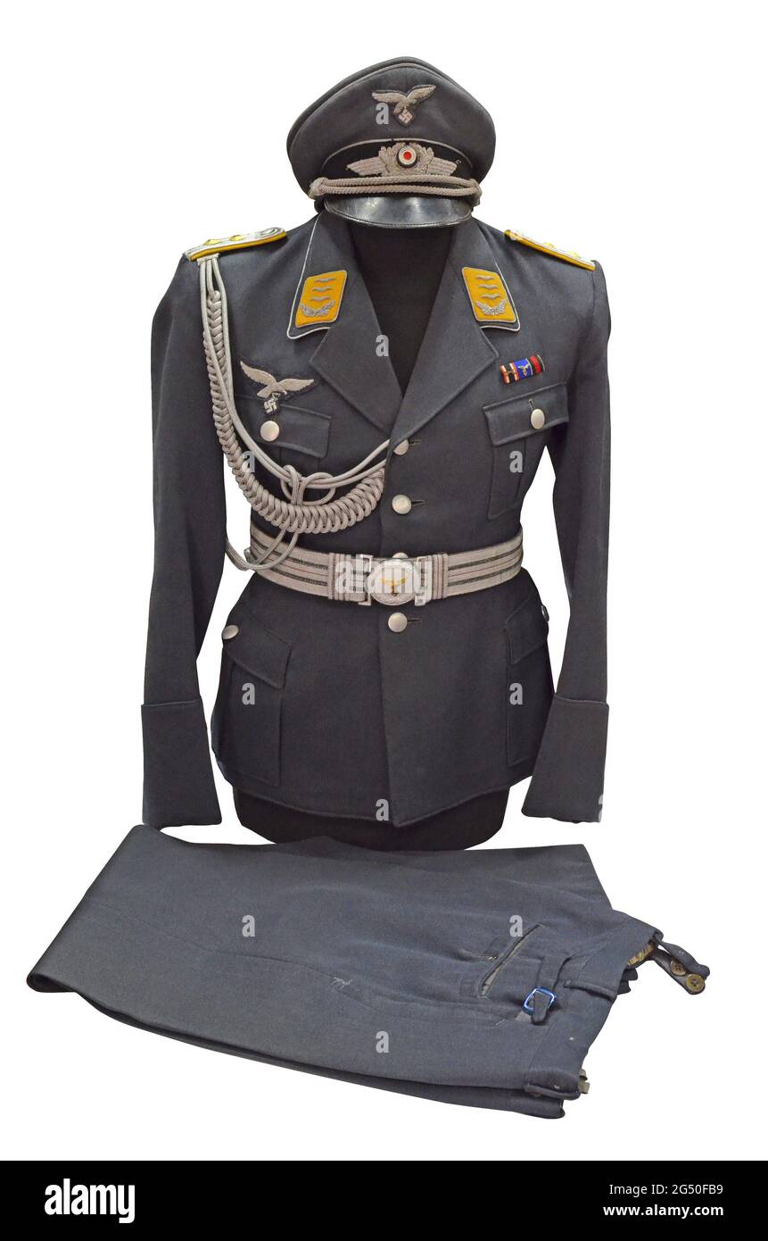 Deutschland im Zweiten Weltkrieg. Uniform des Stabsfeldwebel der deutschen Luftwaffe. Die Flugbesatzung, Schütze-Funker des Bombers). Eine sim-Karte Stockfoto