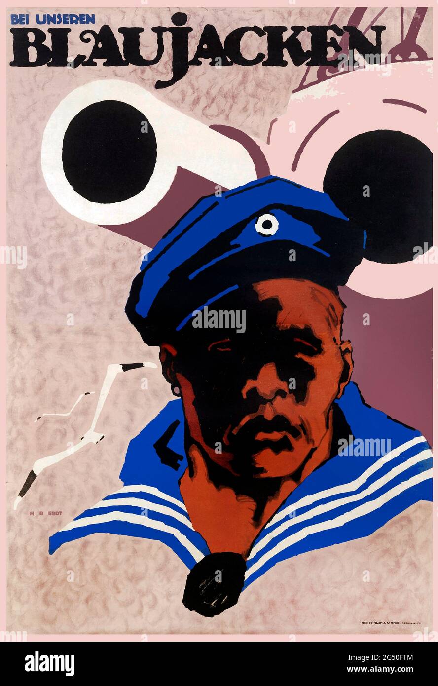 Plakat der kaiserlichen deutschen Marine aus der Zeit des Ersten Weltkriegs. Bei unseren Blaujacken (mit unserer Marine). 1914-1918 Stockfoto