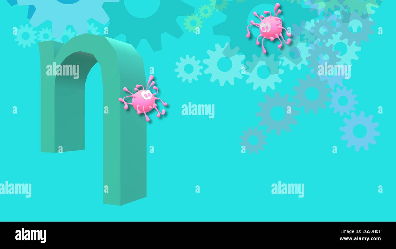 COVID-19 ETA-VARIANTENLINIE B.1.525, neue Pandemie-Bedrohung. Globale Gesundheitskrise. Der siebte Buchstabe des griechischen Alphabets. Virussimulierte Zeichnung. Stockfoto