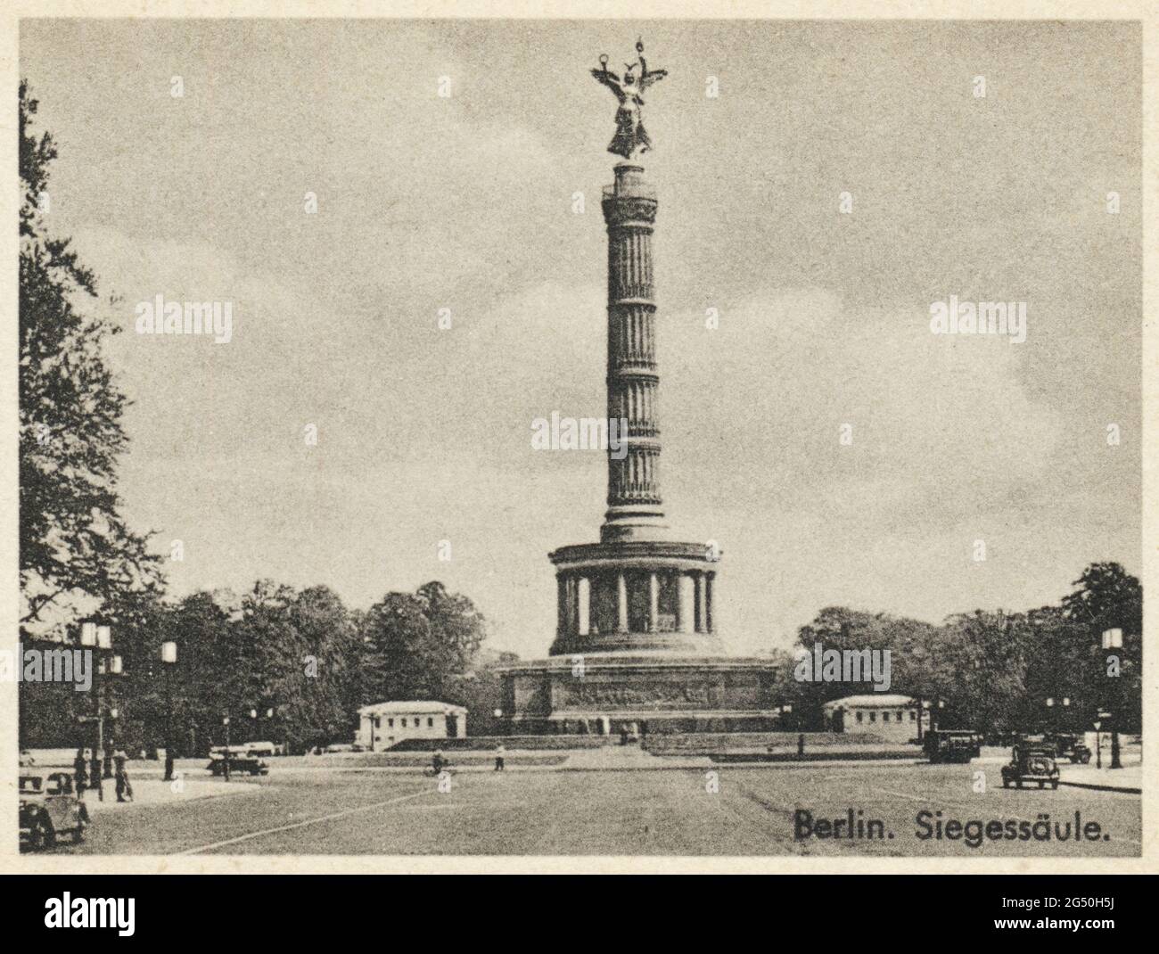 Altes Foto der Berliner Siegessäule, Deutschland, 1930er Jahre Stockfoto