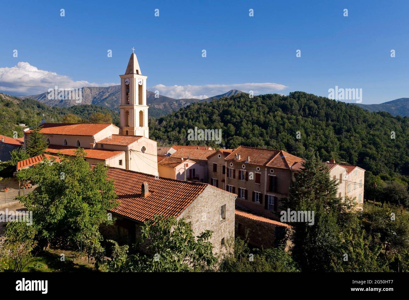 FRANKREICH. HAUTE-CORSE (2B) REGION DEUX SEVI. EVISA VILLAGE Stockfoto