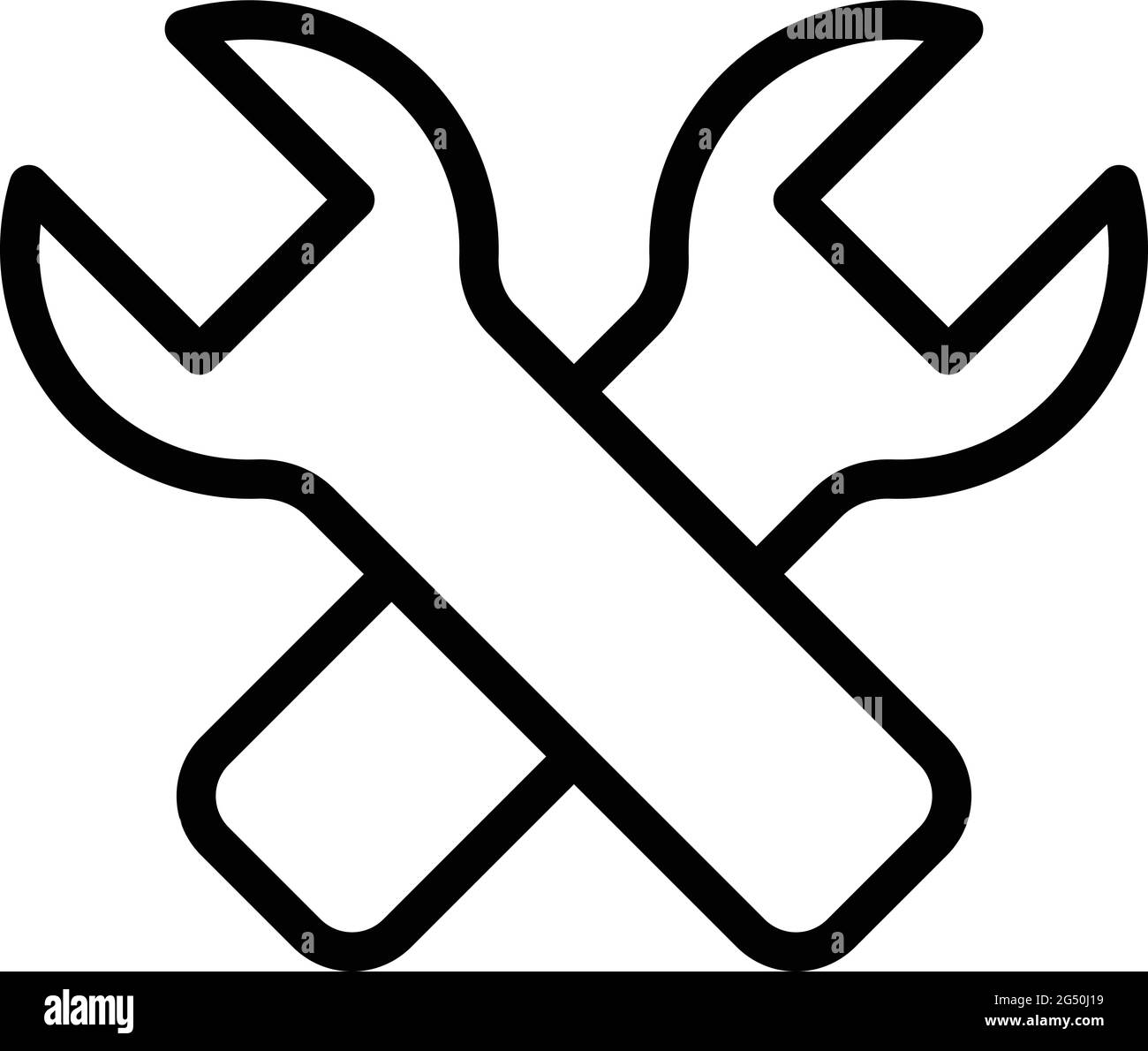 Symbol für den Schlüssel des Geschirrspülers reparieren. Umriss Reparatur Geschirrspüler Key Vektor-Symbol für Web-Design isoliert auf weißem Hintergrund Stock Vektor