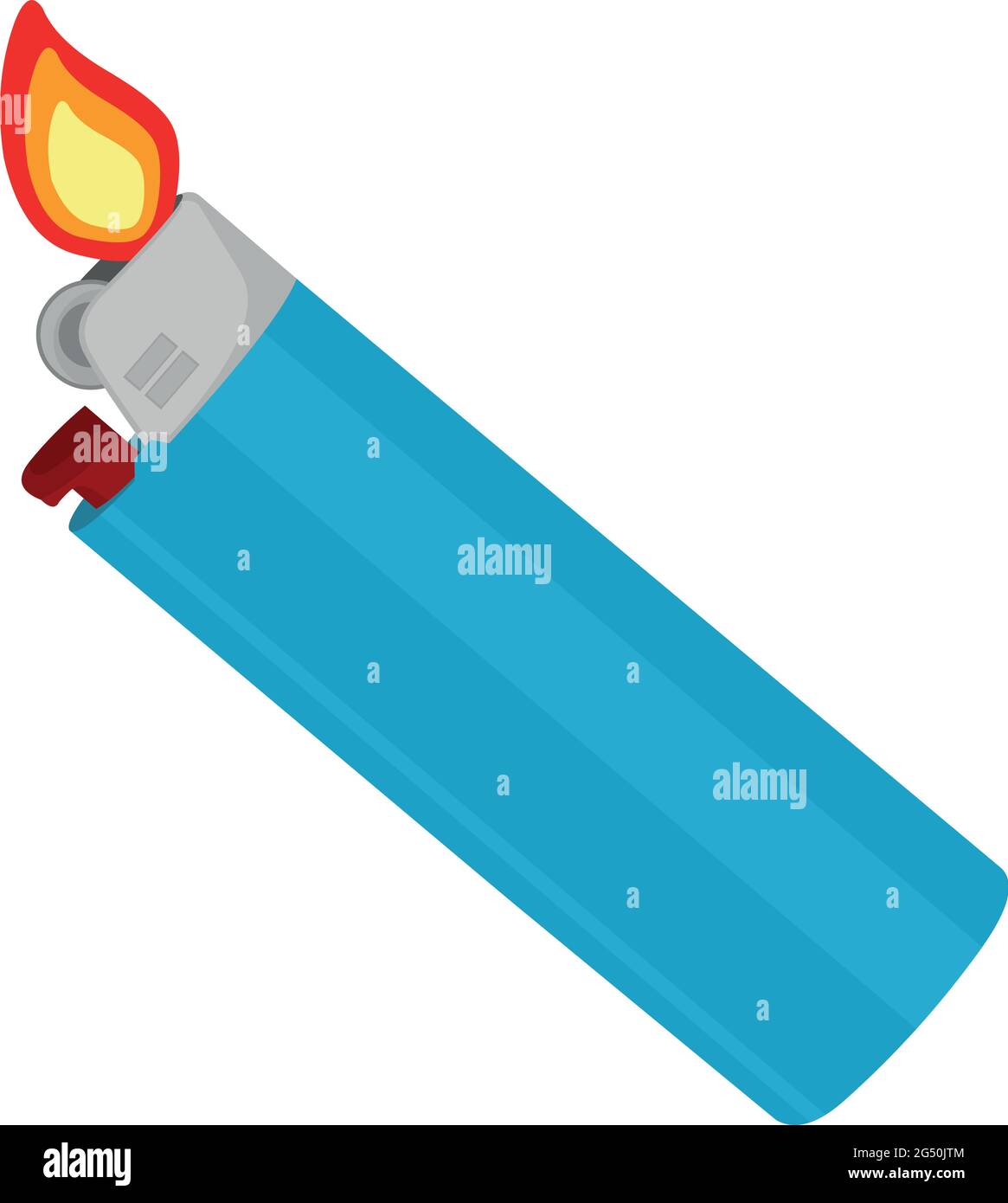 Vector Emoticon Illustration eines brennenden Feuerzeugs mit einer kleinen Feuerflamme Stock Vektor