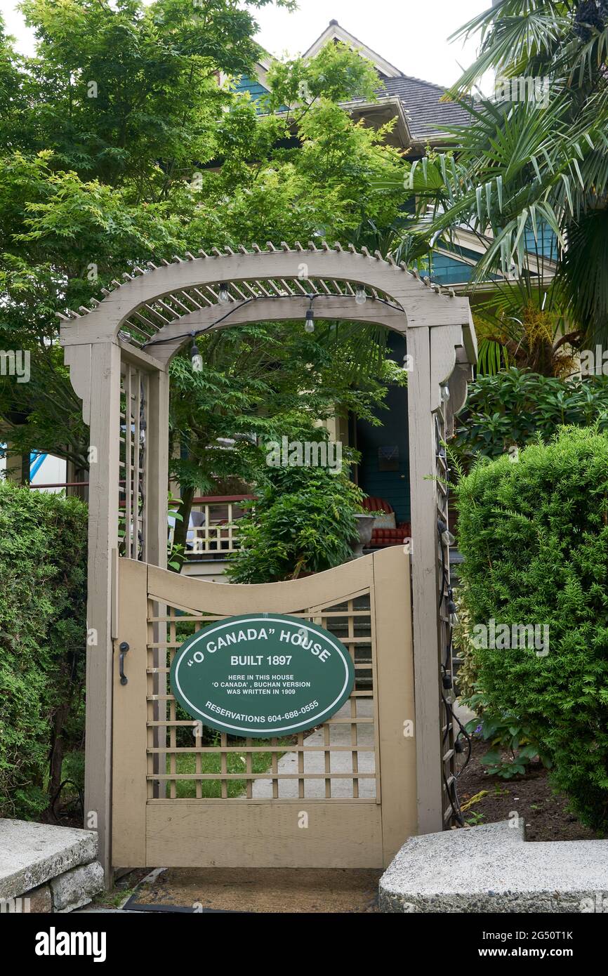 O Canada House Bed and Breakfast in der Barclay Street im West End, Vancouver, British Columbia, Kanada Stockfoto