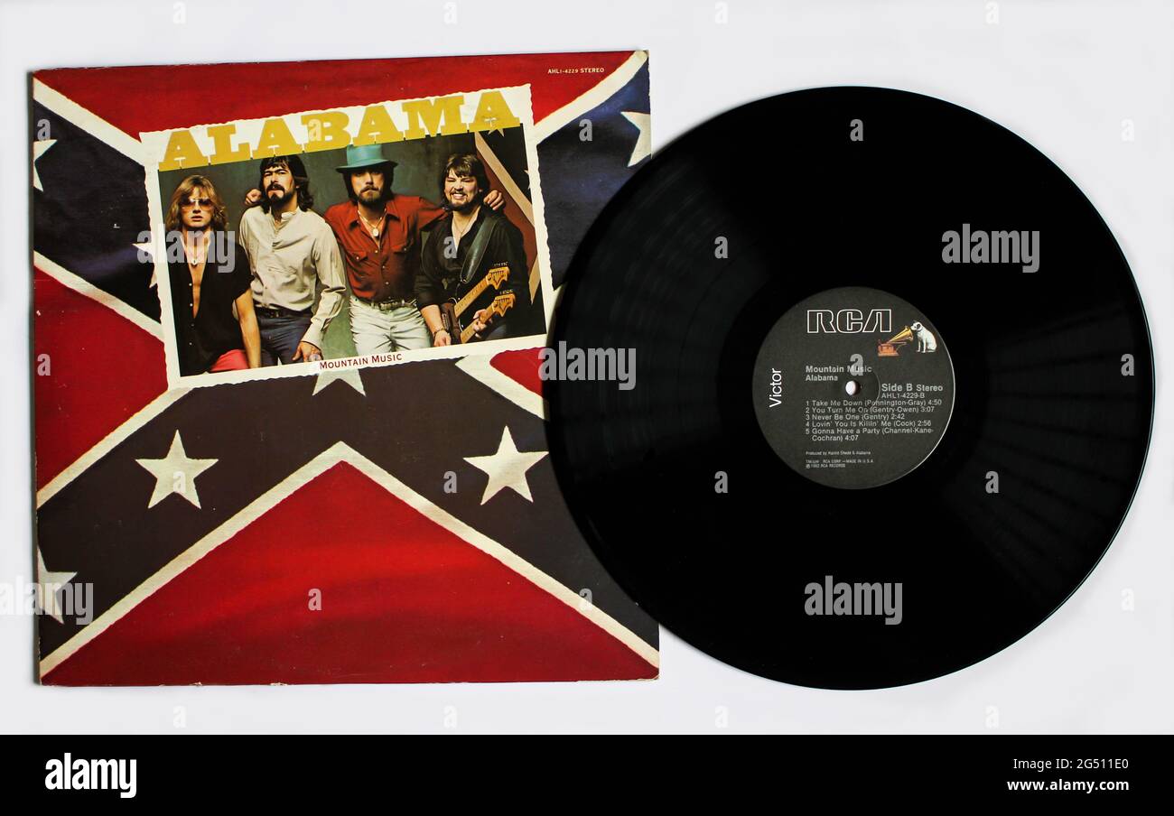 Country-Band, Alabama-Musikalbum auf Vinyl-LP-Schallplatte. Titel: Album Cover von Mountain Music Stockfoto