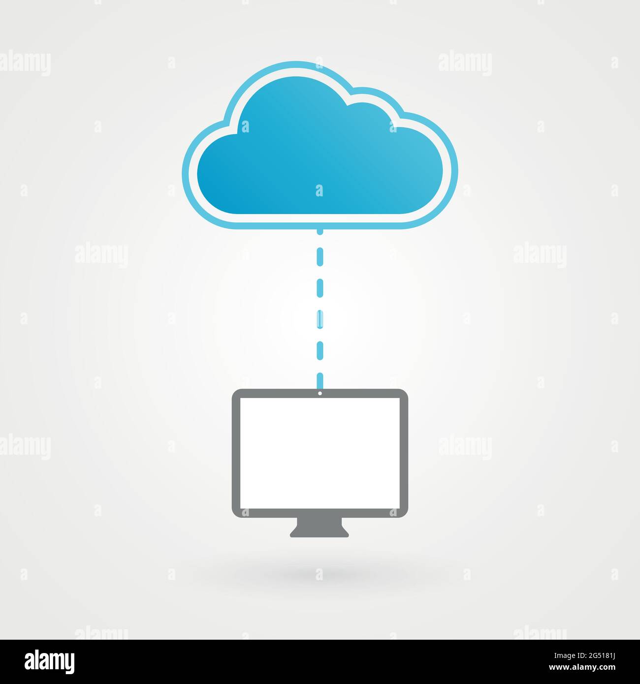 Cloud und Desktop. Konzept des Online-Geräts. Vektor-Illustration flach Design Stock Vektor