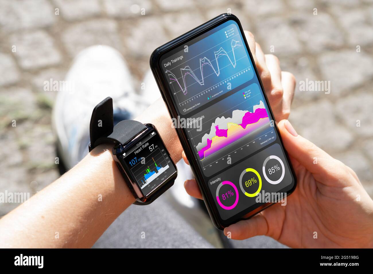 Smart Watch Health Gadget Zum Laufen. Angusskanal-App Stockfoto