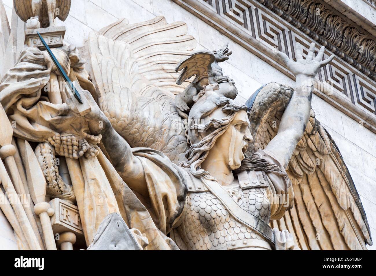 Skulptur 'La Marseille' auf dem Triumphbogen in Paris, Frankreich Stockfoto