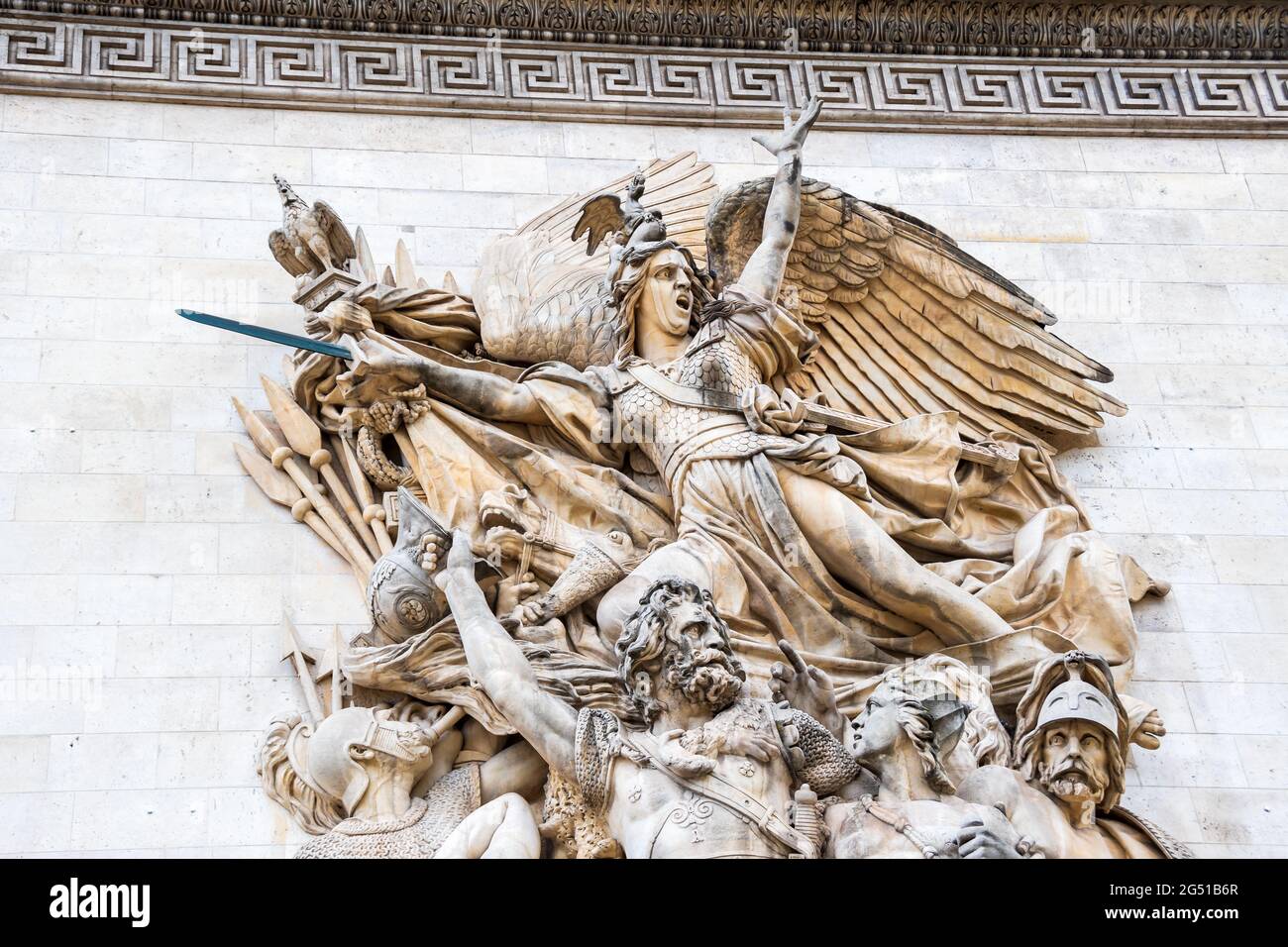 Skulptur 'La Marseille' auf dem Triumphbogen in Paris, Frankreich Stockfoto