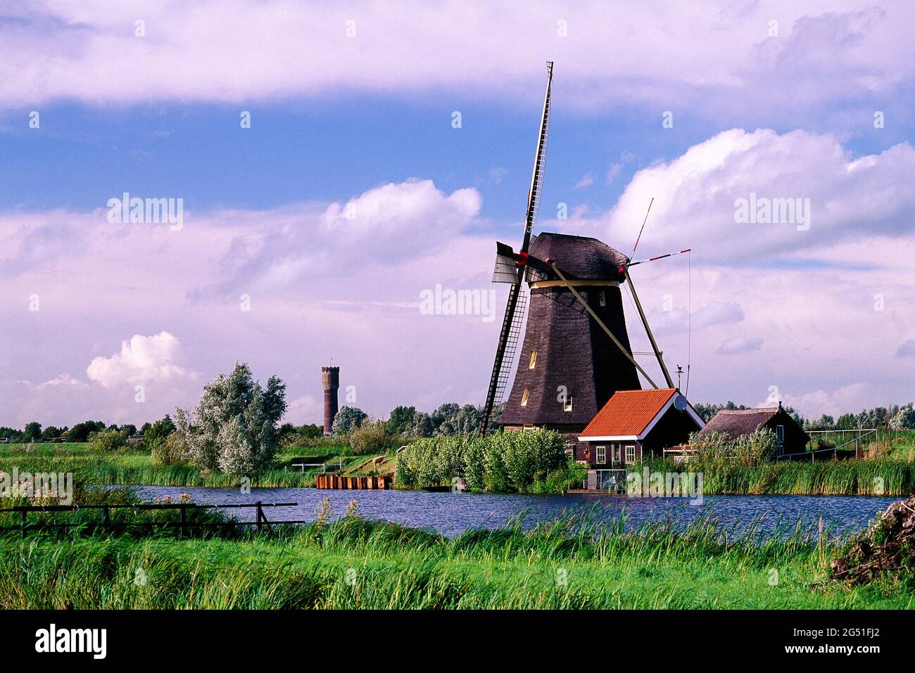 Ansicht der Windmühle, Kinderdijk, Niederlande Stockfoto