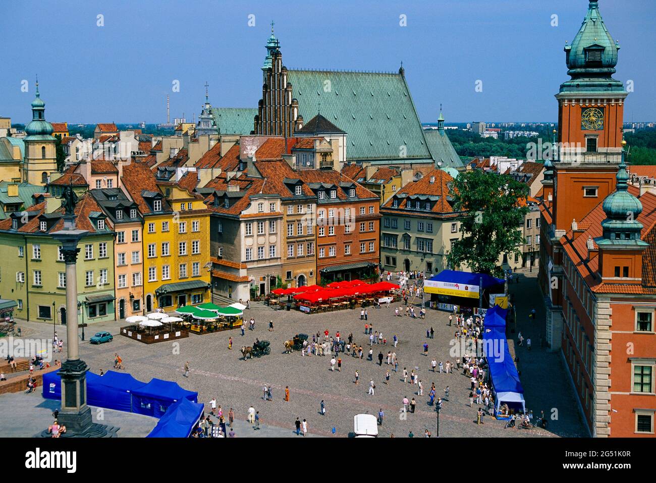 Luftaufnahme des Schlossplatzes, der Altstadt, Warschau, der Woiwodschaft Masowien, Polen Stockfoto