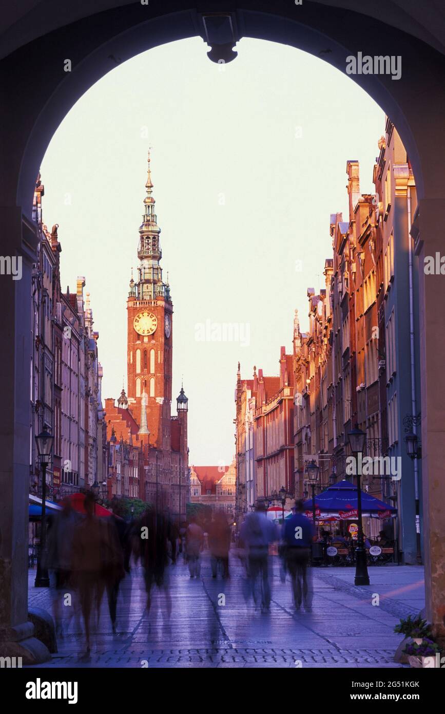 Rathaus und langer Markt, Danzig, Pommersche Woiwodschaft, Polen Stockfoto