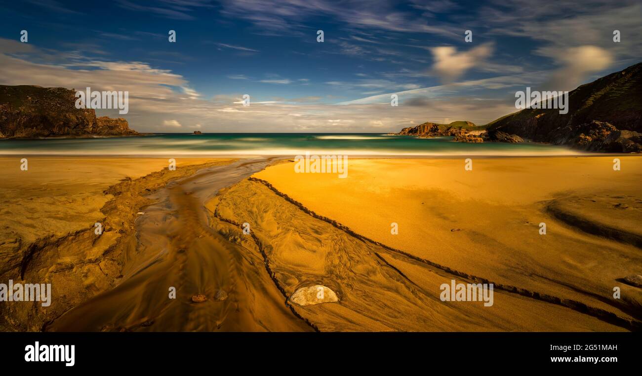 Landschaft mit Blick auf Mangersta Beach, Isle of Harris, Schottland, Großbritannien Stockfoto