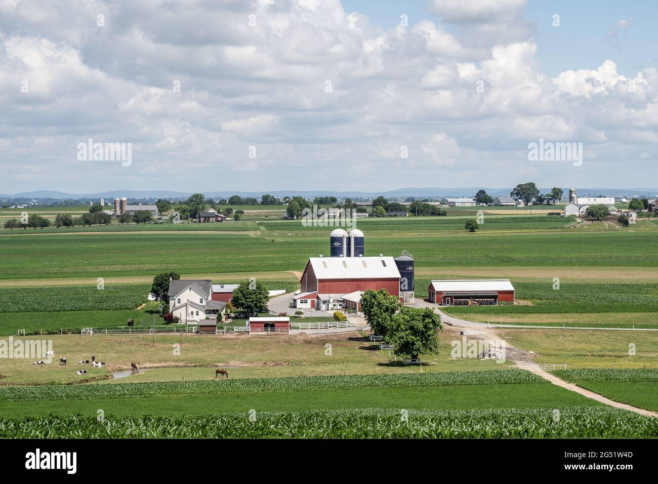 Ronks, Pennsylvania, USA - 17. Juni 2021: Amish Farm im ländlichen Lancaster County, Pennsylvania Stockfoto