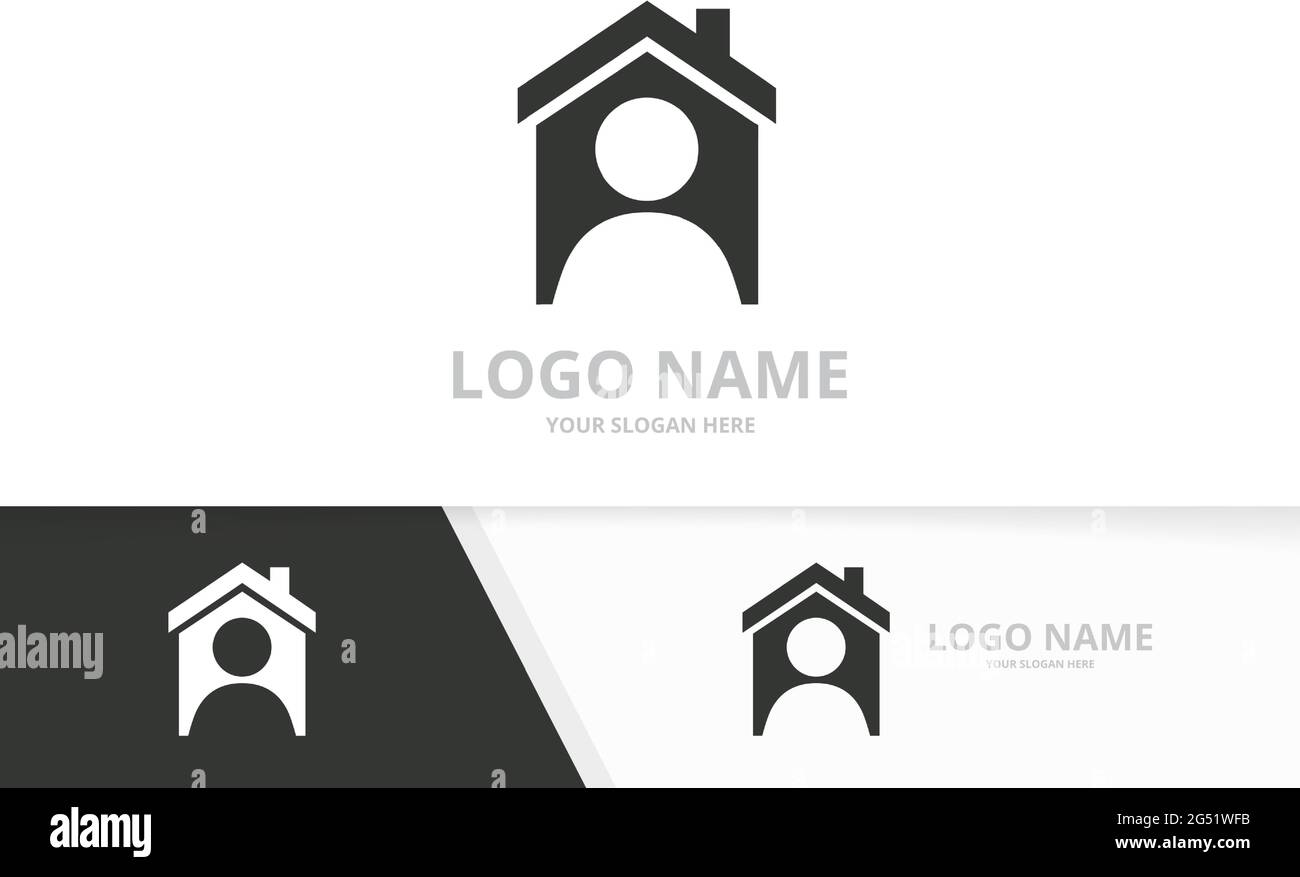 Vector Real Estate und man Logo Kombination. Design-Vorlage für Haus- und menschliche Logos. Stock Vektor