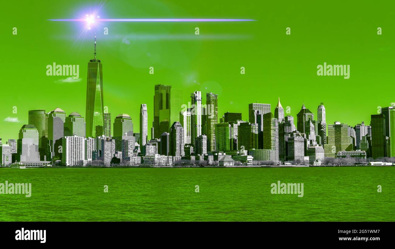 Skyline von New York City, USA. Surreales Duoton-Bild Stockfoto